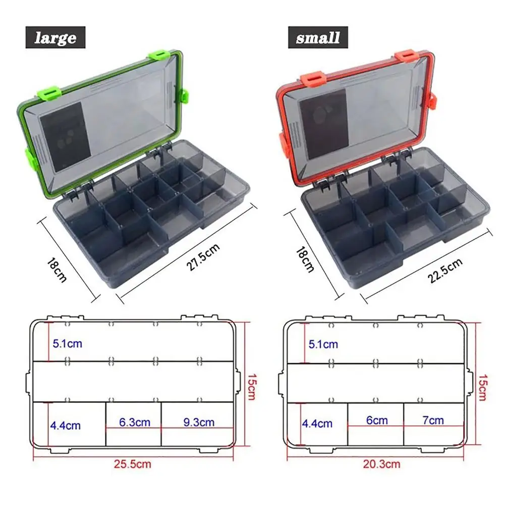 Caixa de pesca caso armazenamento plástico isca colher gancho isca enfrentar conector compartimentos ajustáveis à prova dwaterproof água acessórios de pesca