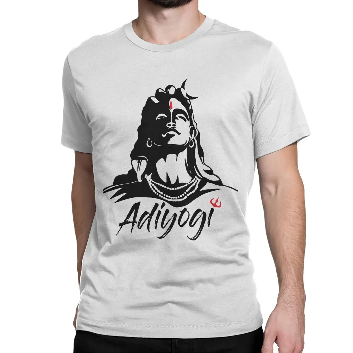 Adiyogi Or Adhi Yogi Shiva Mahadev Aum Hindu T-Shirt for Men Ganesha God India Lingam Cotton Tees Crew Neck T Shirt Summer Tops