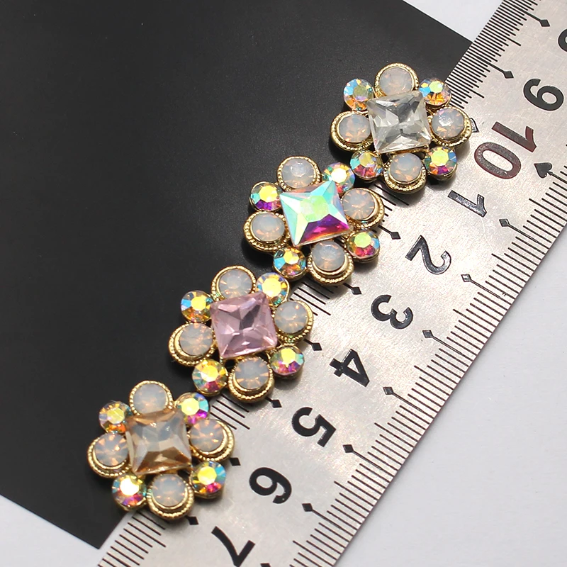 10/PCS 20 * 20MM Alloy Material Rhinestone Flower Plate Bridal Headwear Bracelet Retro Clothing Hair Accessories DIY Accessories