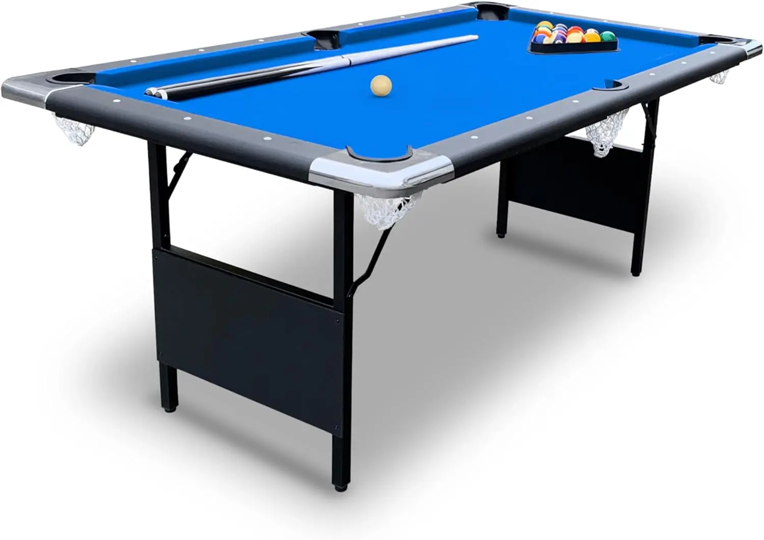 6 Ft Portable Pool Table, Adults Folding Billiards Tables for Game Room with Easy Foldable Storage, Includes F