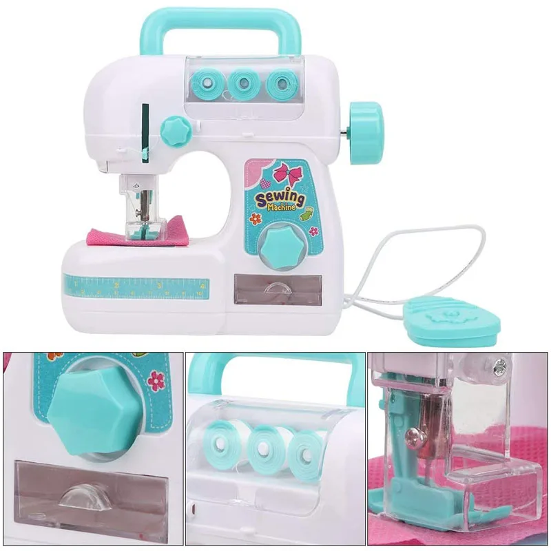 Mini Electric Sewing Machine Toys Educational Learning Design Clothing Toy for Kids Girls Children Pretend Play Housekeeping Toy