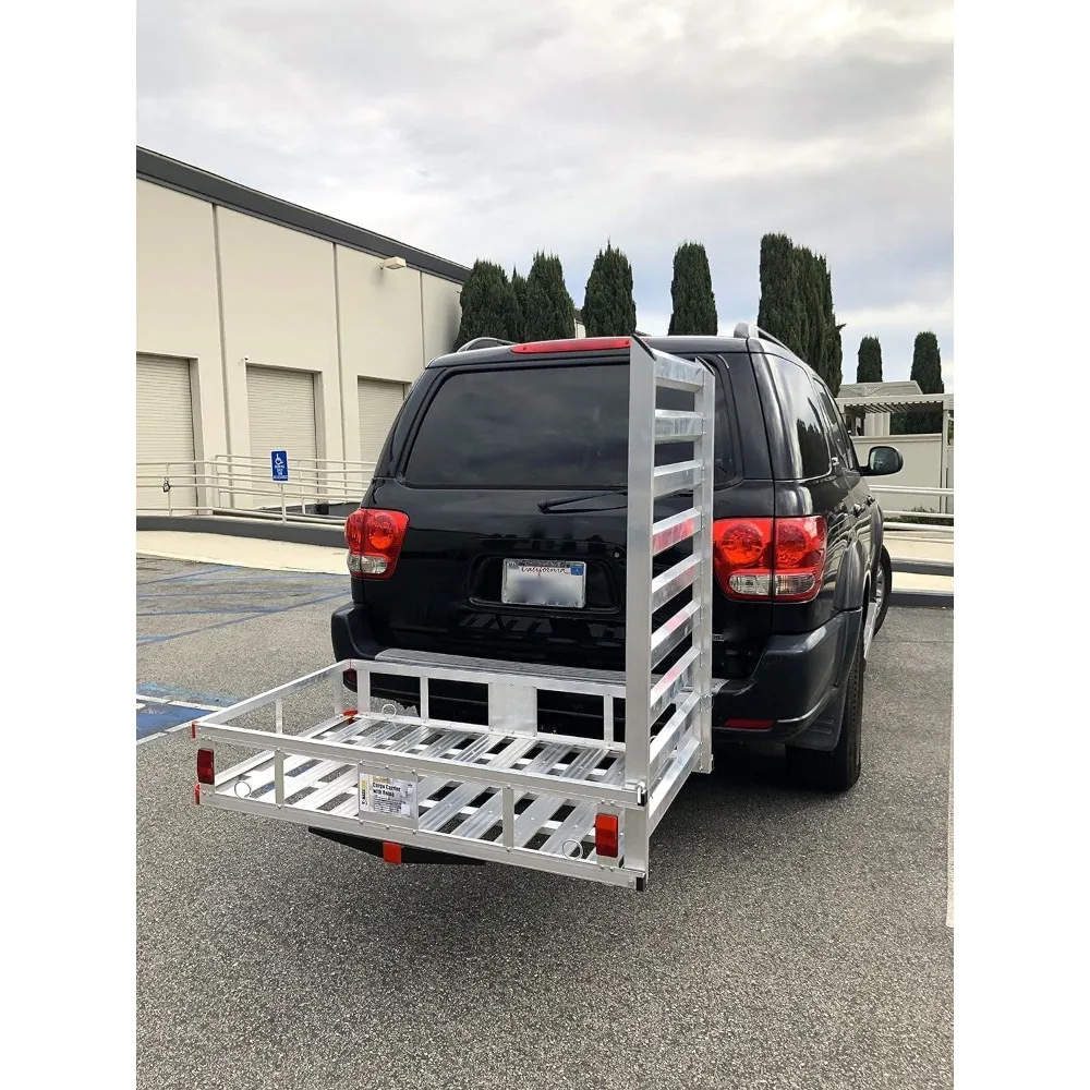 Hitch Mount Wheelchair Mobility Carrier Cargo Basket with Ramp 500 lb Capacity for RV Truck SUV