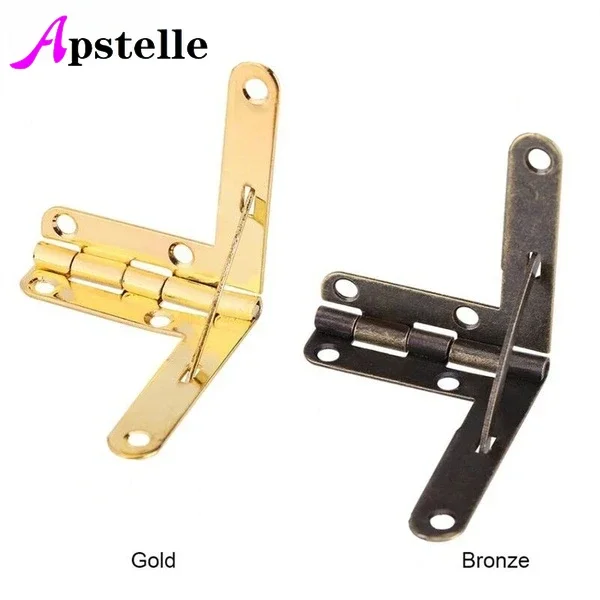 Apstelle 10pcs 30X33mm Angle Support Spring Hinge 90 Degree Hinge for Antique Jewelry Gift Wine Case Watch Box Wood Lid Hardware