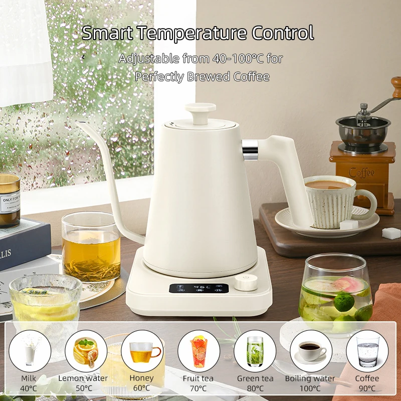 Bouilloire électrique 1000ML, Pot électrique à col de cygne, bouilloire électrique intelligente à température constante, bouilloire versée