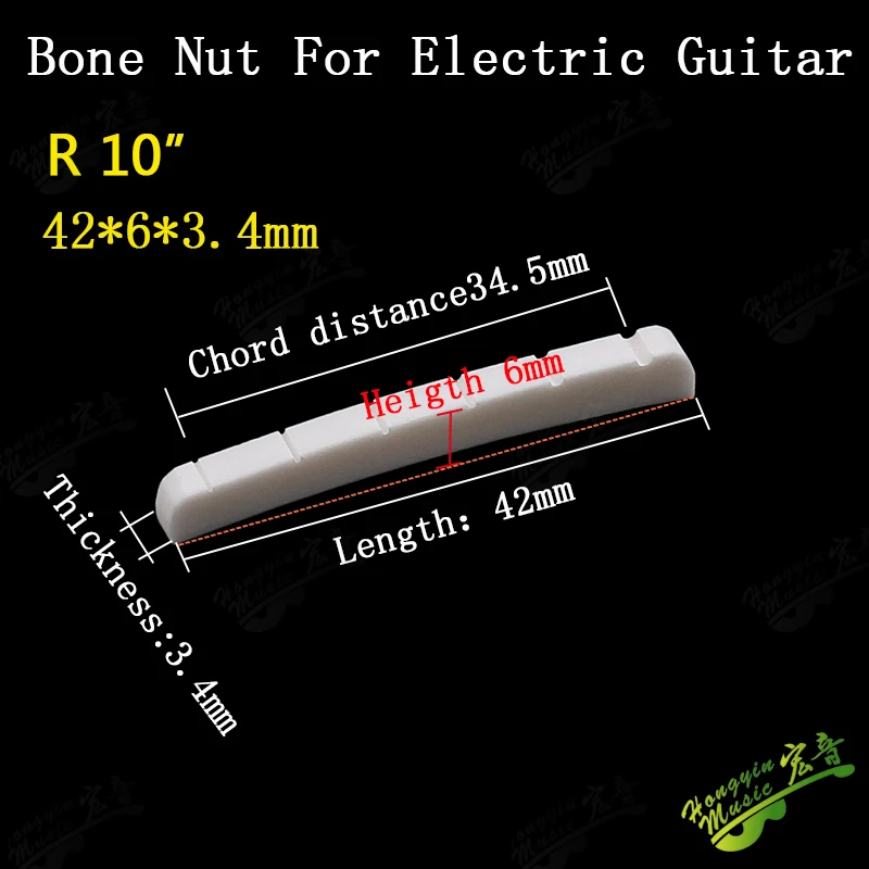Echter geschlitzter Knochensattel für E-Gitarre, oberes Saitenkissen (unterer flacher Sattel 42/43*3,4*6) HUATOOL – Detail 14