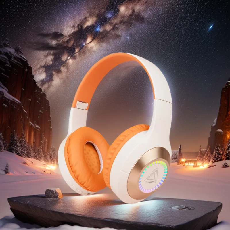 M10 LED Illuminated Bluetooth Headset Over-Ear Stereo Foldable Wireless Headset Ultra Low Latency 350mAh 10 Hours Duration