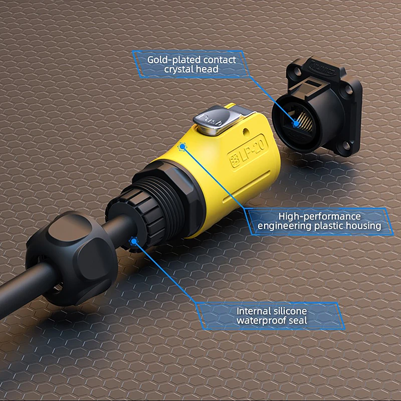 Cnlinko 항공 방수 RJ45 용접 8 핀 Cat6 패널 소켓 플러그 신호 커넥터, PC TV 이더넷 라우터 스위치용, LP20 M20 