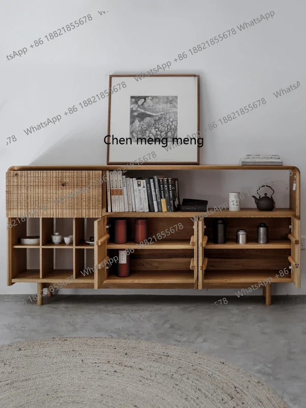H Monsoon TV Side Cabinet Display Storage Modern Simple Wabi Sabi Medieval South Asian Stripes