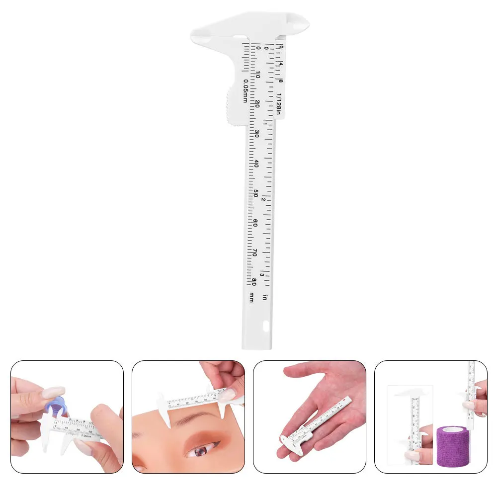 10Pcs Eyebrow Measuring Ruler Plastic Calipers Lightweight Durable Sliding Makeup Tool for Accurate Brow Mapping Facial