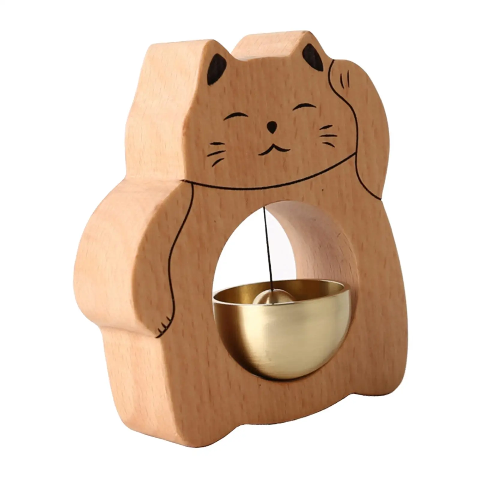 Wood Shopkeepers bells cat Shape Hanging bells for Home Cafe Garden Housewarming Decorative