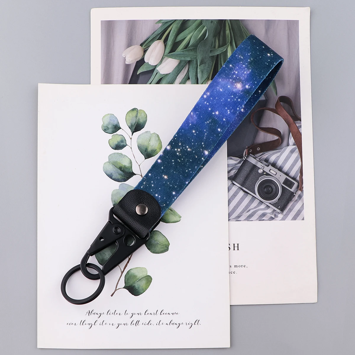 Marble Printing Short Rope Wrist Strap Starry Sky Lanyard for Keys Car Keychain Tags Key Ring Holder Phone Accessories
