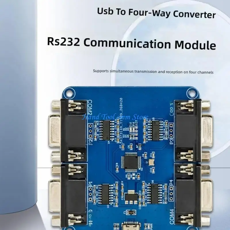 H37F Four Output RS232 Module with USB C Access and 9 Pin Outputs CH344Q Chip