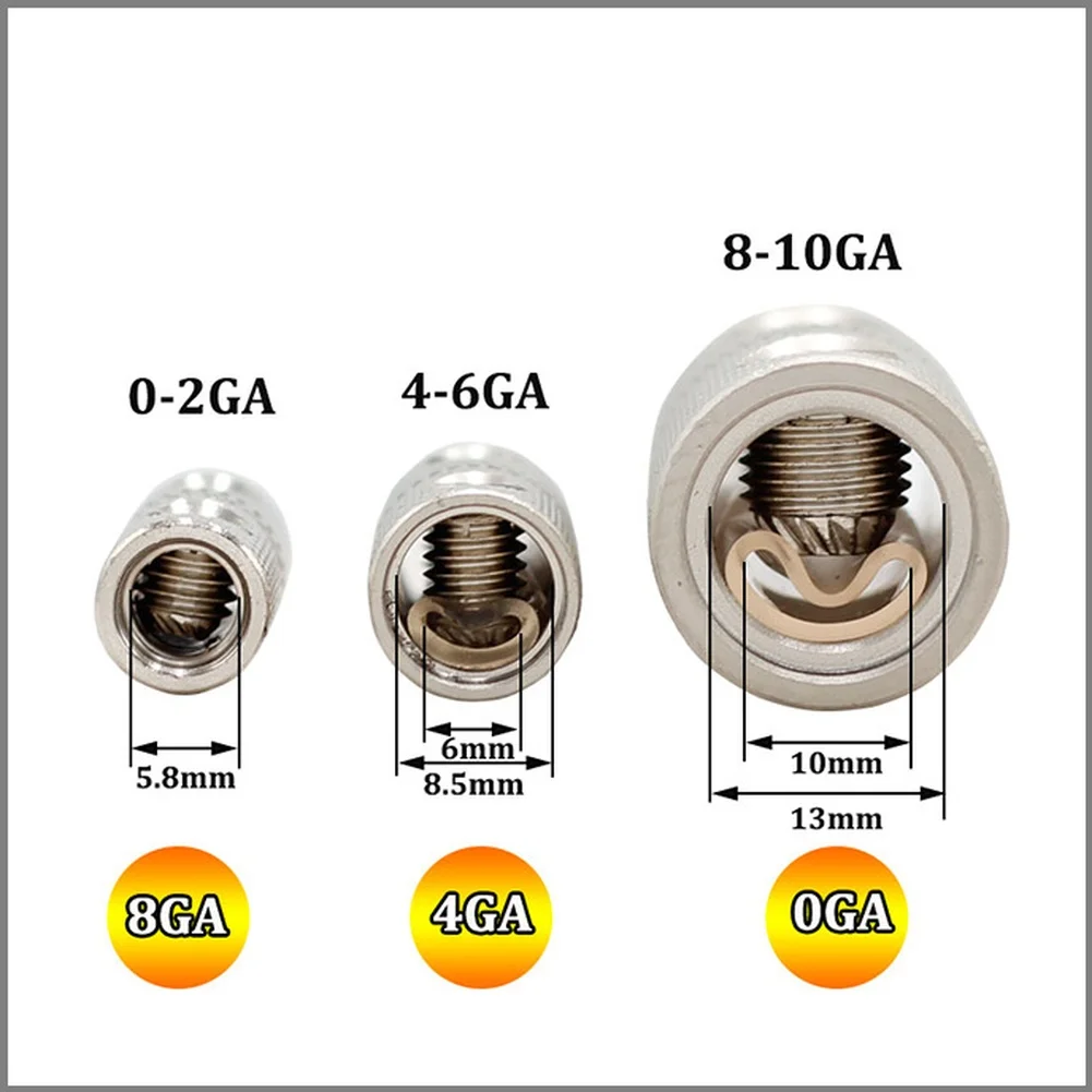 Car Audio Power Extension Terminal Block Designed for 8GA 4GA 0GA Copper Nickel Plated Wiring Splice Applications