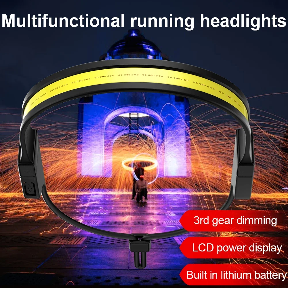2026年新型-led-cob-防水ヘッドライト-デジタル電力表示-usb充電式-ヘッドトーチ-キャンプ、犬の散歩、釣り、ハイキング用