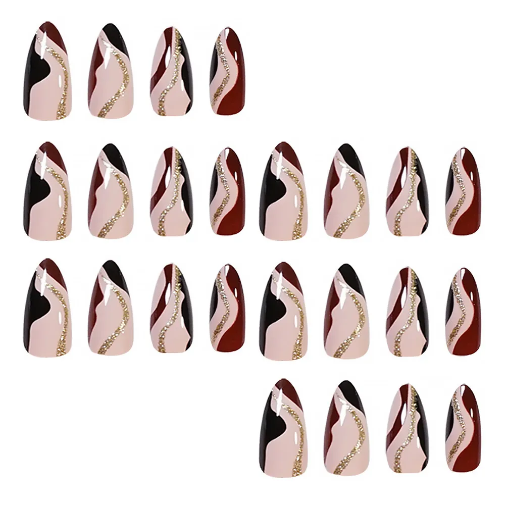 Detachable False Nails 48Pcs Long Fake Nail Tips Glossy Full Cover Women False Nail Patches for DIY Manicure Fake Nails