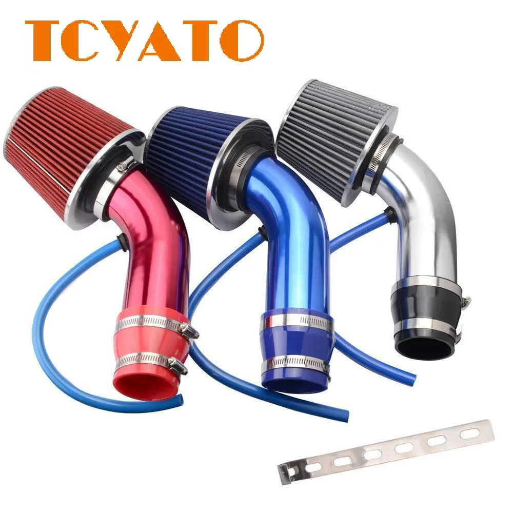 TCYATO Universal 76mm Car Racing Cold Air Intake System - Aluminum Turbo Induction Pipe Tube Kit with Cone Air Filter Inlet