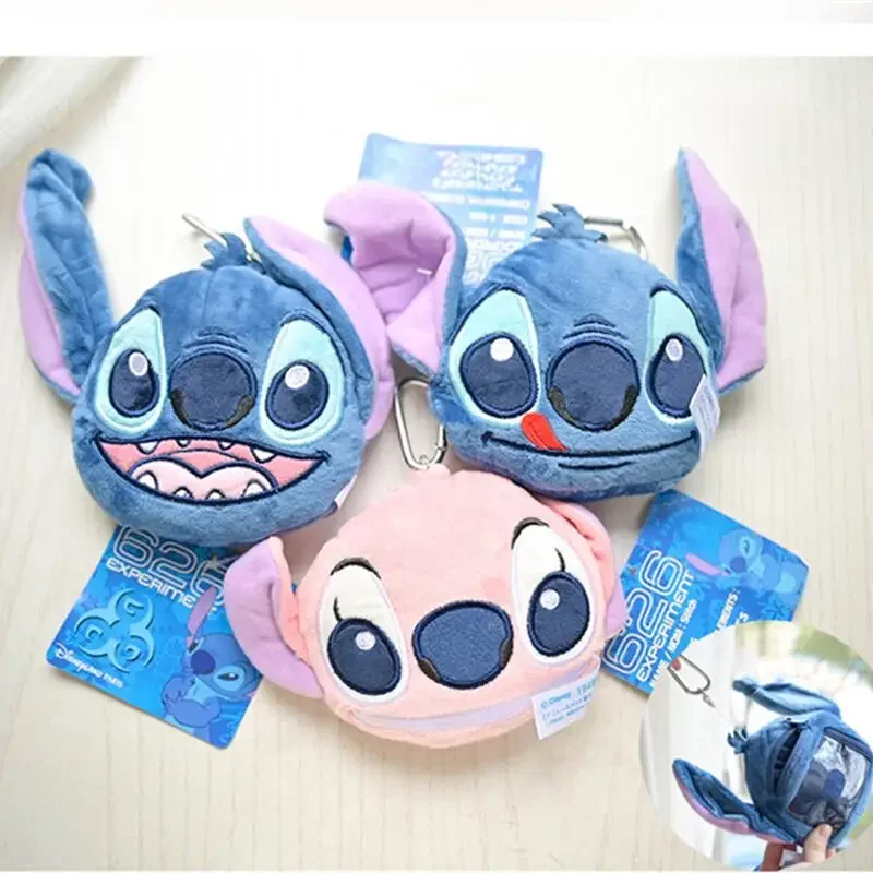 Disney Stitch Plush Card Bags Cute Cartoon Anime Fashion Portable Coin Purse Headphone Bag Knapsack Pendant Holiday Gifts