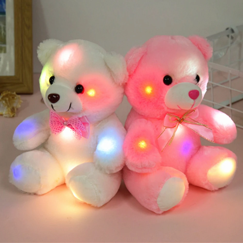 Oso de juguete con luz LED colorido, muñeco de oso luminoso con pilas, bonito juguete de peluche, regalo, Ideal para el Día de San Valentín, cumpleaños, madres