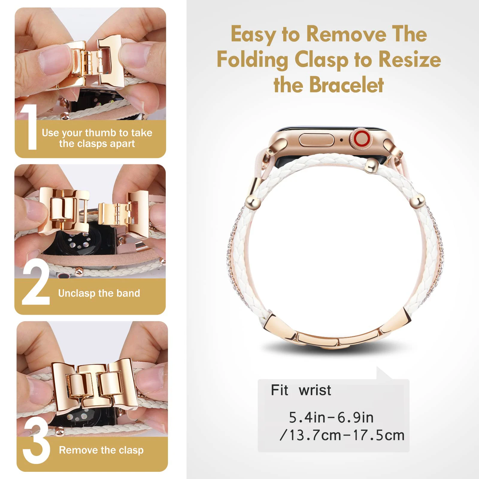 Women Leather strap for apple watch 40mm 41mm 44mm 45mm Stainless Steel Bracelet band for iwatch series 9 SE 8 7 6 5 4