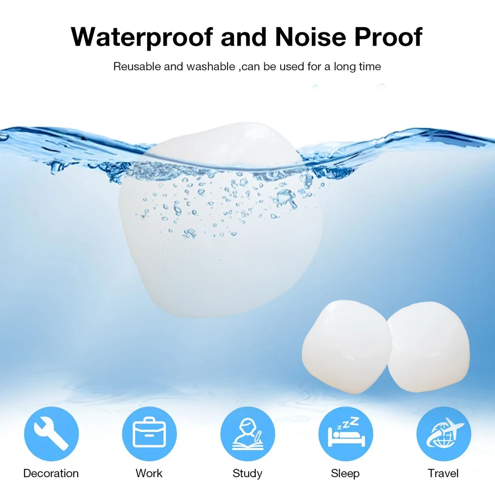 20pcs/set Silicone Earplugs Noise Reduction Improve Sleep Reusable Waterproof Ear Plugs Soft Ear Aids Swimming Traveling Working view 5