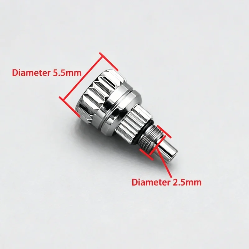 5.5mm Stainless Steel Screw Pusher Watch Crown Aftermarket Replacement Parts For 40mm Chronograph Watch
