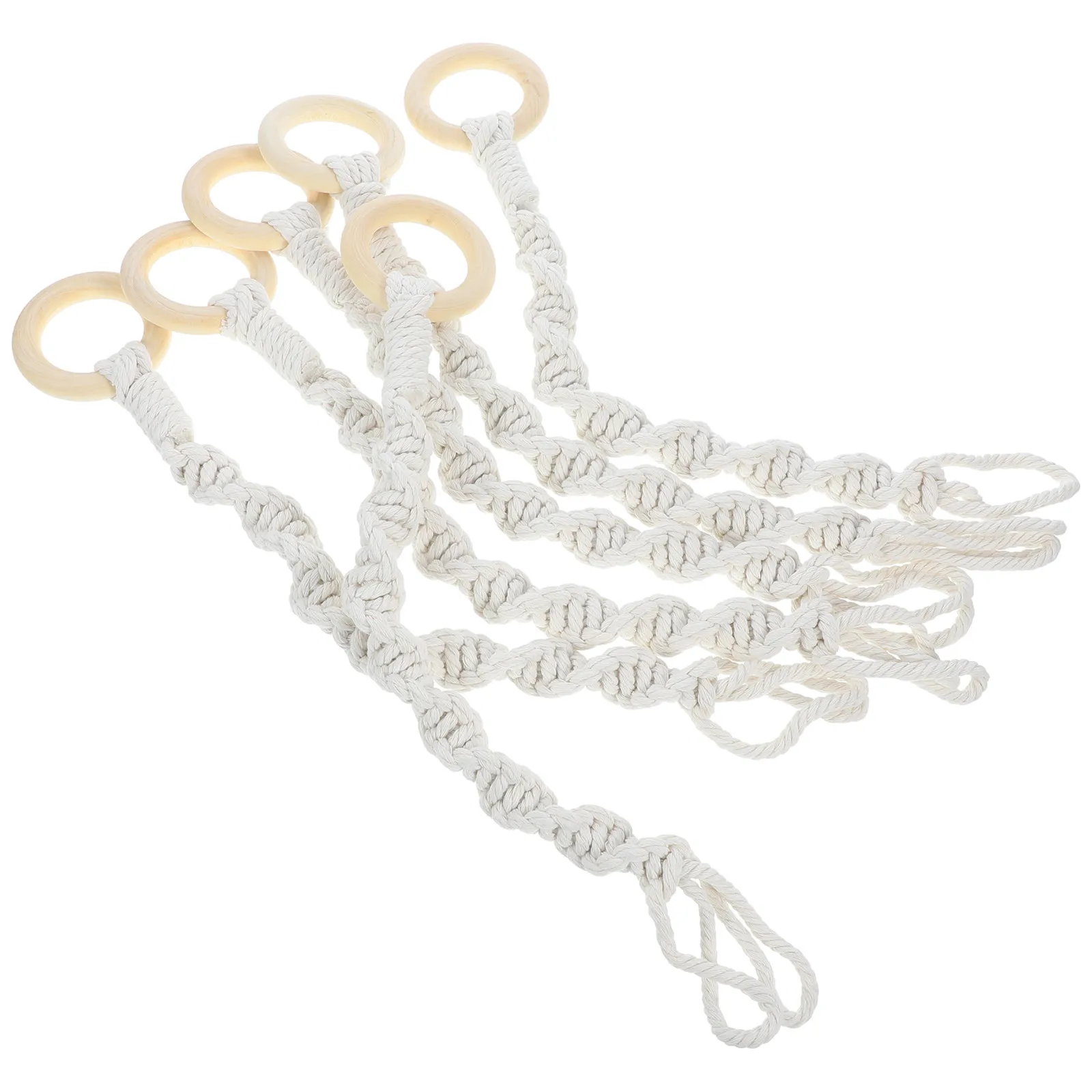 6Pcs Bohemian Style Hanging Basket Macrame Plant Hanger Flower Pot Holder Indoor Outdoor Wall Mount Rope Plant Holder