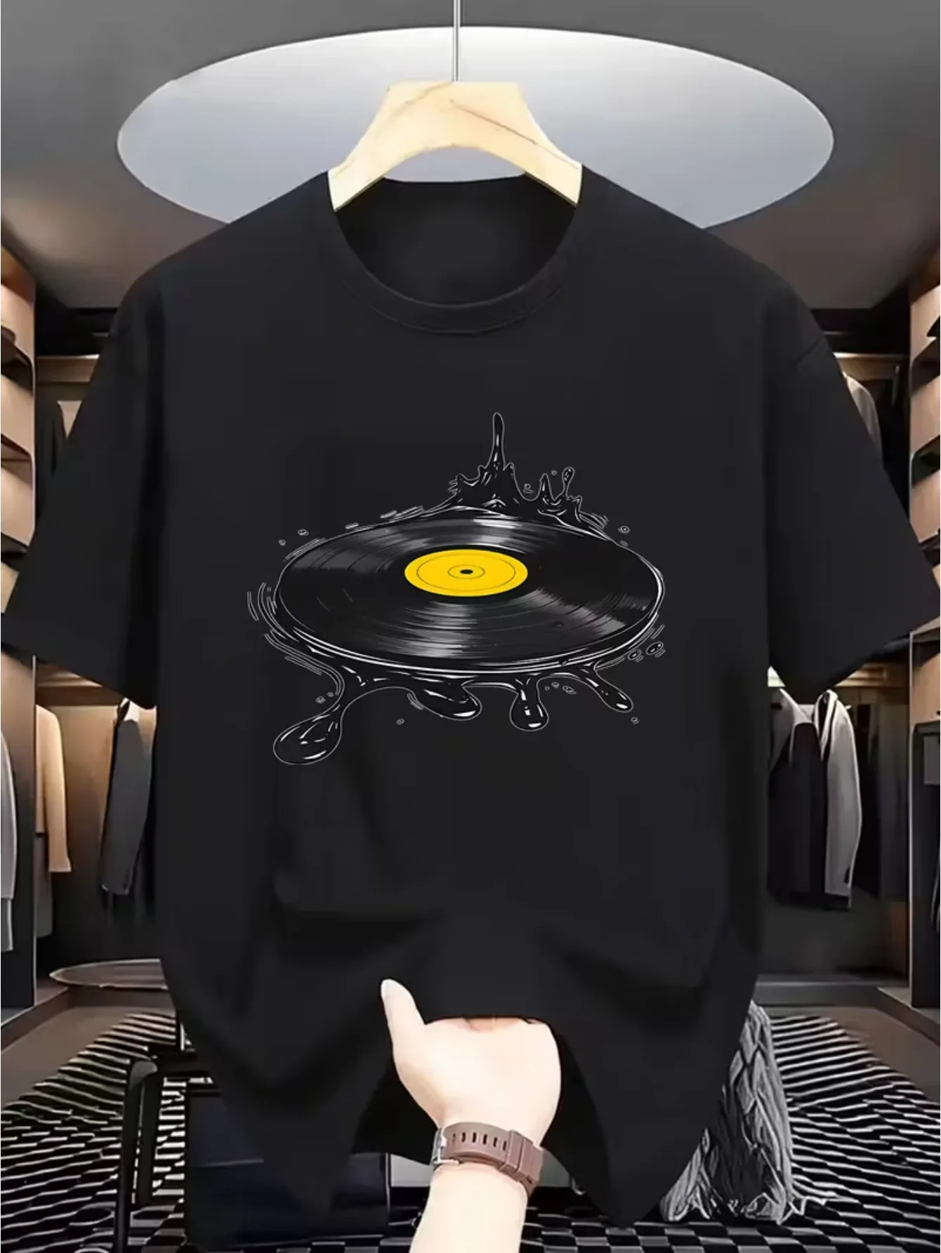 Men's T-Shirt - 100%, Crew Neck in Black with Whimsical Print - Ideal for Casual Wear, Gardening Clothes, Black And White Print, Round Neck for Men And Women Perfect As a Halloween, Christmas, Thanksgiving, Or Birthday Gift