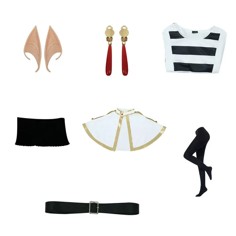 Hemixush Frieren at the Funeral Cosplay Frieren Costume Party Uniform Full Set Kawaii Suit