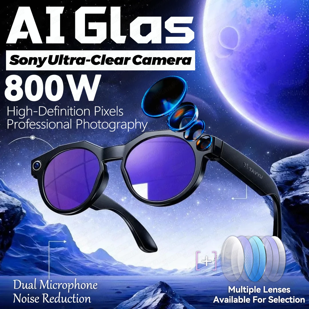 

2025 AI Smart Glasses Bluetooth Call Voice Navigation Photochromic Lens 800W Outdoor Sports Smart Camera Waterproof Sunglasses