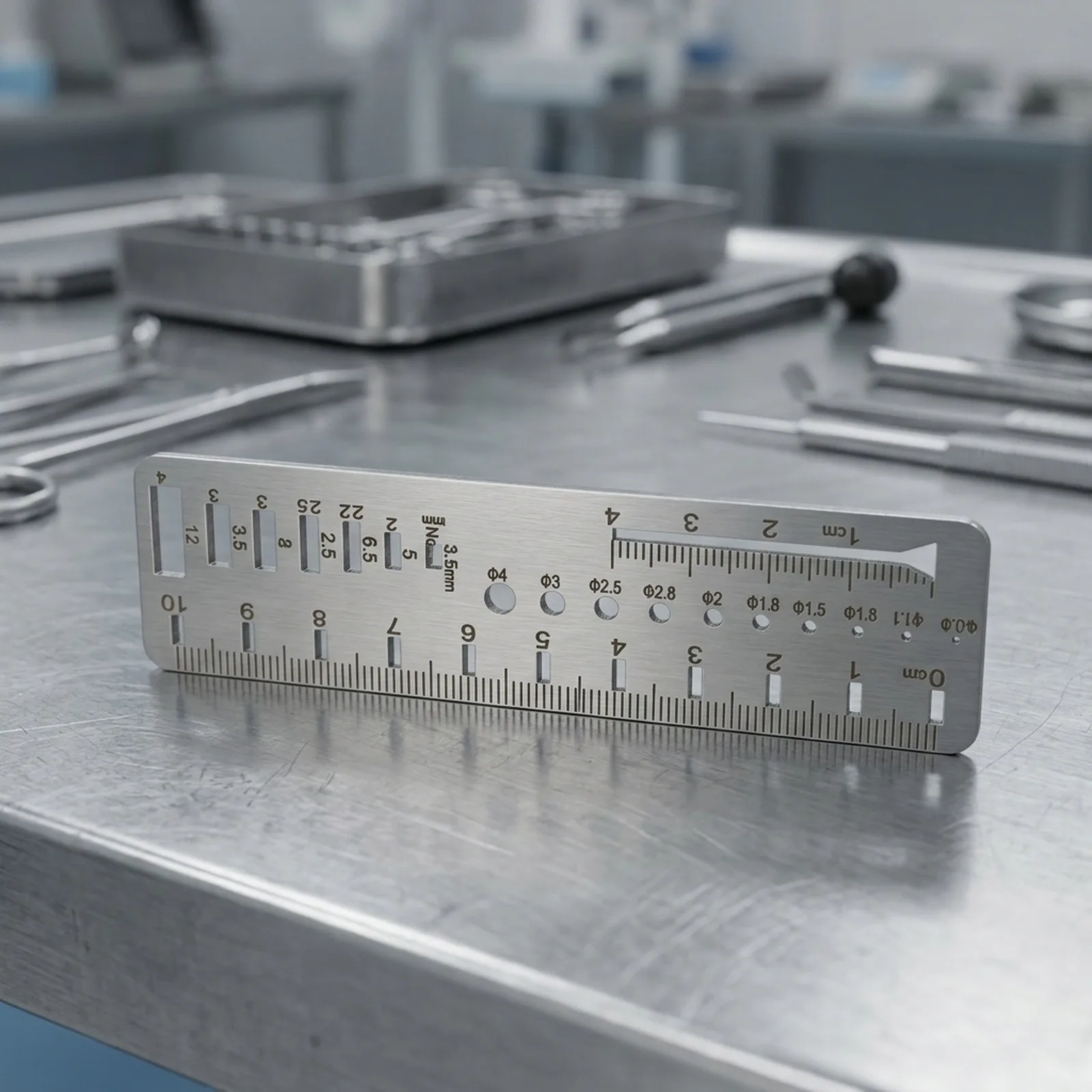 1 Piece Stainless Steel Measuring Ruler 0.8-12mm Scale For Orthopedic Kirschner Wire Drill Screw Gauge Veterinary Tool