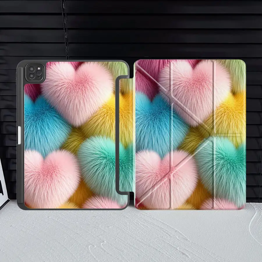 Macaron-colored Heart Shape Holder Cover Tablet Case For iPad Mini 6 7 Pro 11th 10th 9th 8th 7th 12.9inch Air 4 5 M3 M2 1 2 M4