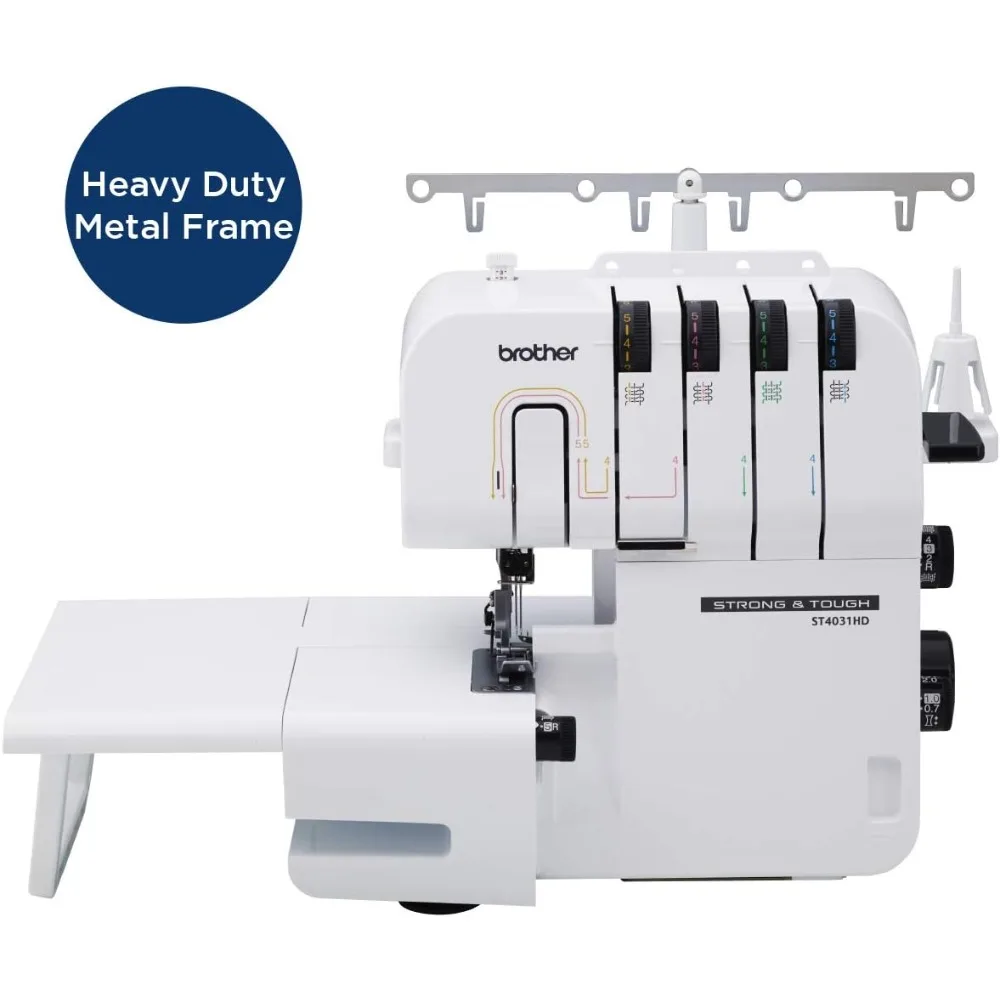 Strong & Tough Serger, 1,300 Stitches Per Minute, Durable Metal Frame Overlock Machine, Large Extension Table