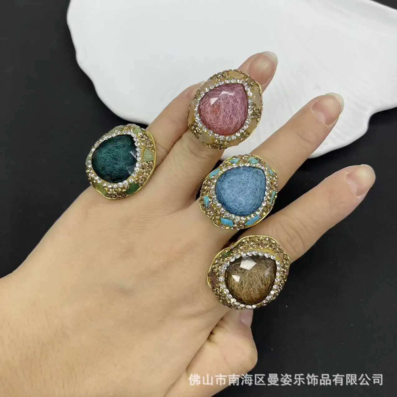 DIY accessories New product second-generation opal ring French niche personalized live ring ring Internet celebrity live broadca