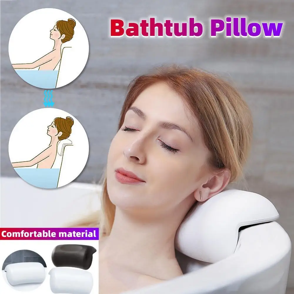 Bathtub Headrest With Suction Cups Comfortable SPA Non-Slip Bath Pillow Neck Back Headrest Pillows Soft Thickened Waterproof