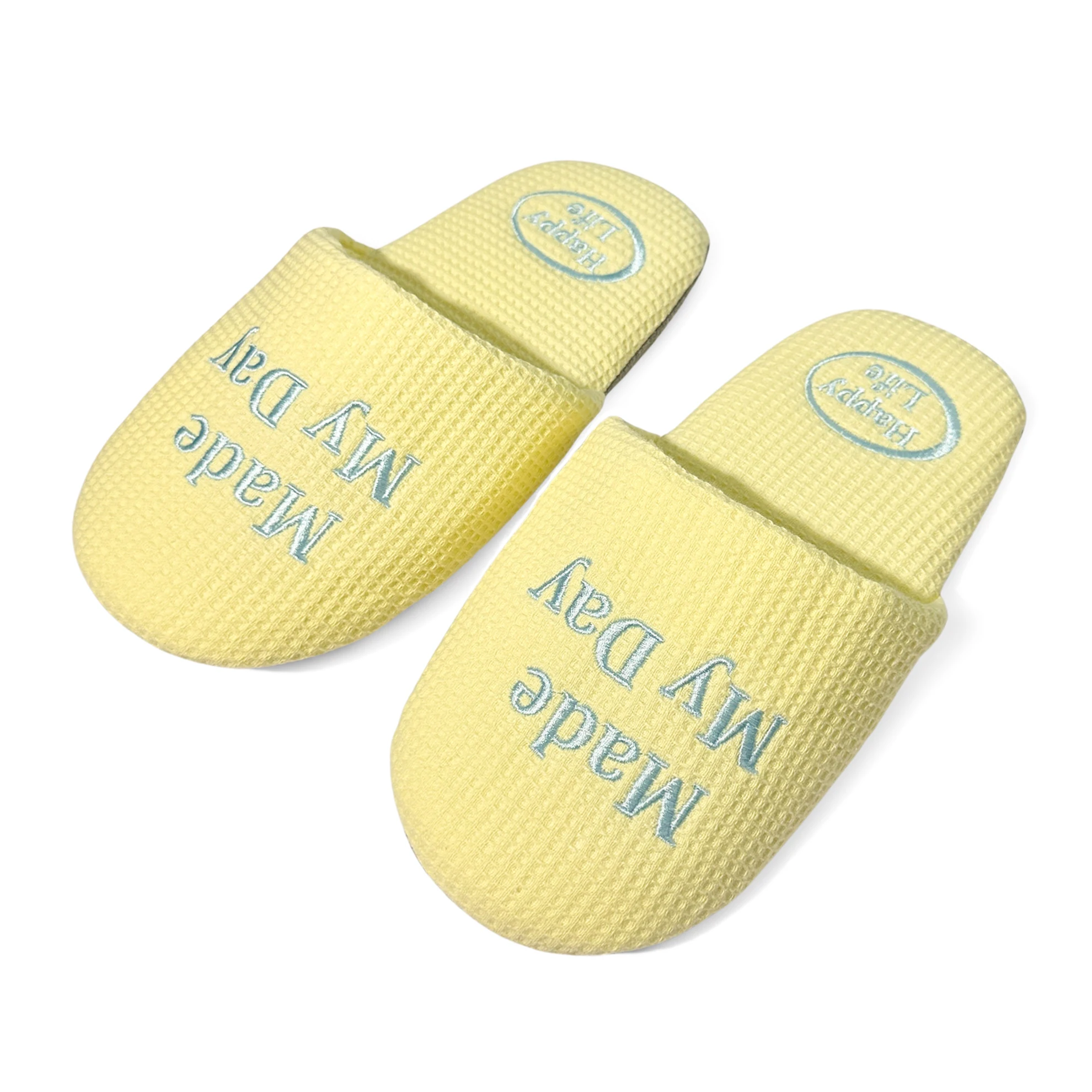 Zapatillas novedosas con bordado de letras, hechas mi día y vida feliz, con suela de bajo ruido, para familiares, amigos, hermanas, damas, abuelas