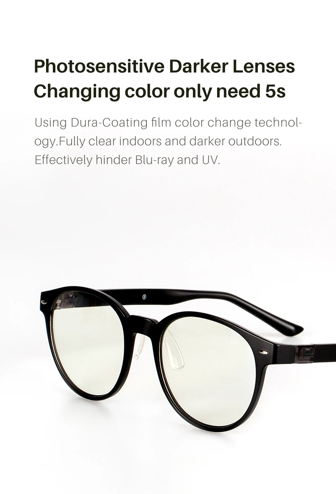 Qukan Anti-Blaulicht-Brille W1, photochrome Schutzbrille, 35% Blaulichtfilter, modulares Design für den Alltag. – Detail 6