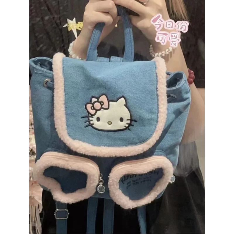 Sanurgente-Cartable étudiant Hello Kitty, grande capacité, sac à dos léger à double initiation, dessin animé mignon décontracté, nouveau