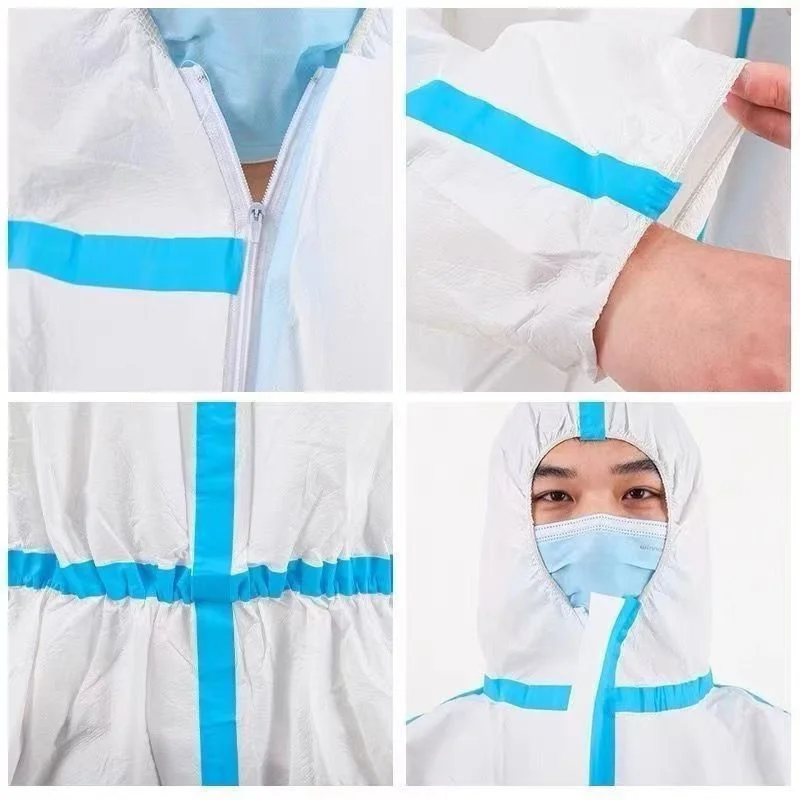 5 PCS Disposable non-woven protective clothing with a cap for dust-proof animal husbandry laboratory isolation work clothes