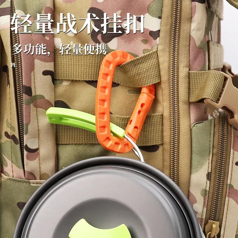 6pcs Light and Medium-sized Tactical Outdoor Mountaineering Buckle, Plastic Steel Quick Hook Keychain, D-shaped Buckle