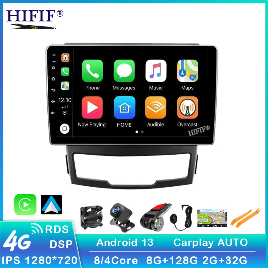 8G+128G 2 Din Android Car Radio For SsangYong Korando 3 Actyon 2 2010 - 2013 Stereo Carplay Auto GPS Multimedia Player