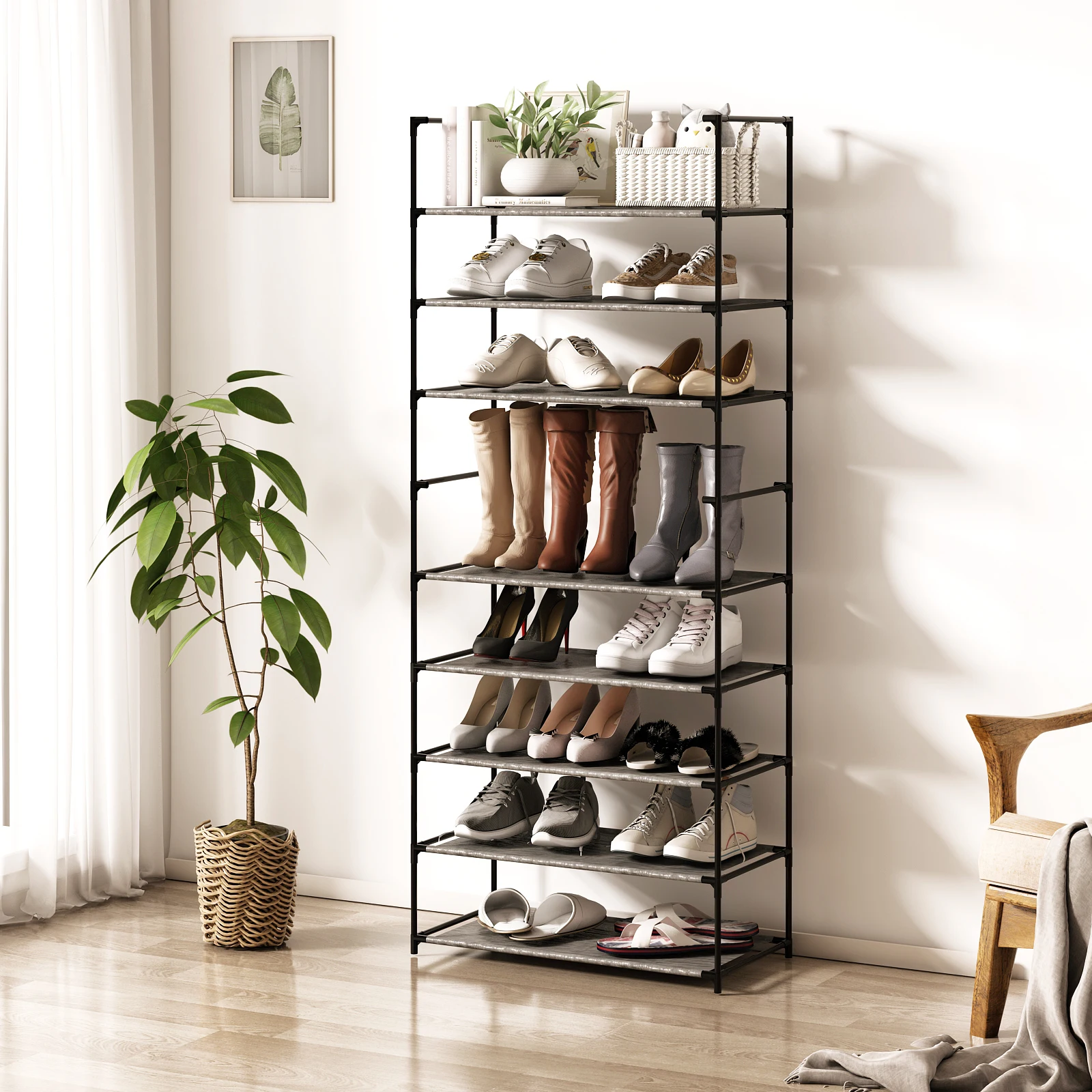 

10/9-Layer Cloth Assembled Shoe Rack Modern&Simple Dust-Proof Storage Shelf Suitable For Home Bedroom Dormitory Etc[US-Stock]