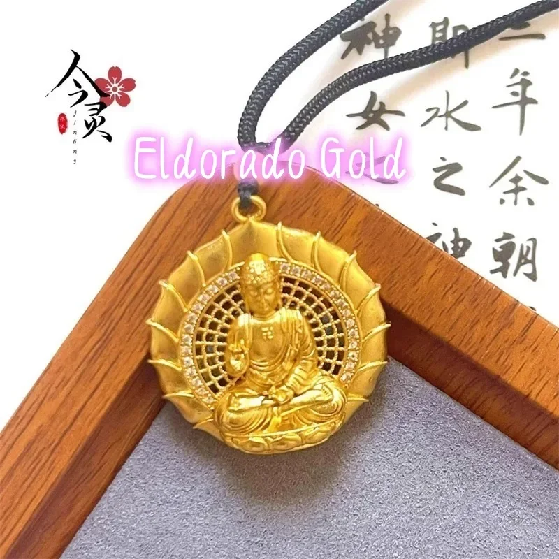 

Eldorado Gold Eldorado Gold 2025 2025AU999 Gold Men's And Women's Diamond Pendant, Shakyamuni Buddha Necklace, 24K Gold Jewelr