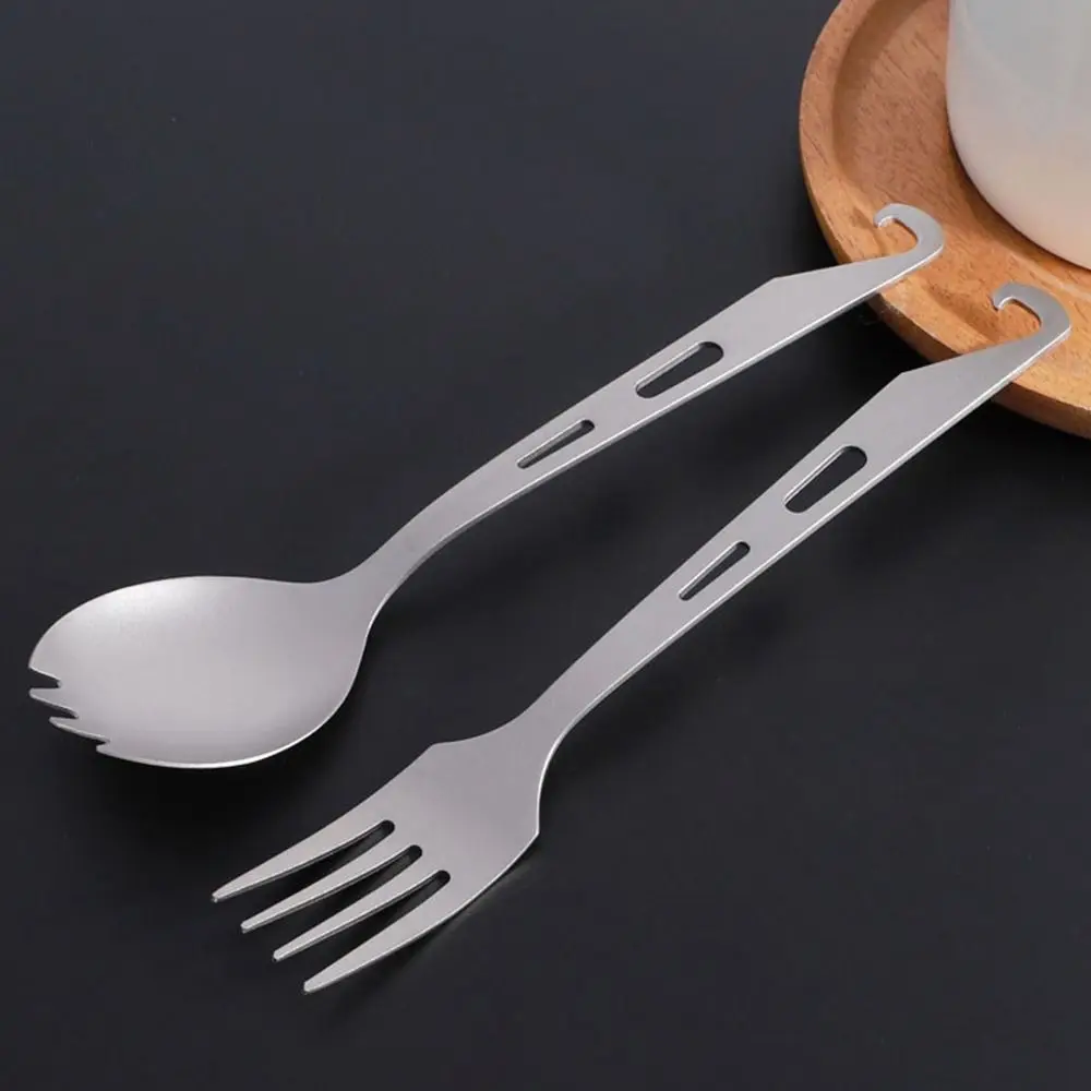 New Portable Titanium Spoon Long Handle Environmental Light Titanium Cookware Cutlery Fork Chopsticks Outdoor Tool