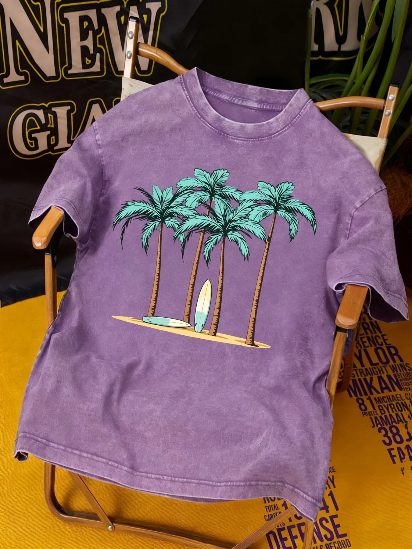 Beach Coconut Tree Surfboard Printing Tops Men Summer Casual Short Sleeve Cotton Breathable T-Shirt All-Match Fashion T-Shirts