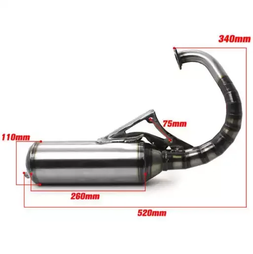 Exhaust Pipe Half Set W005 Manual Pipe For DIO50 AF18 AF27 AF28 V8, Fit 70‑90CC Engine Model Replacement Parts