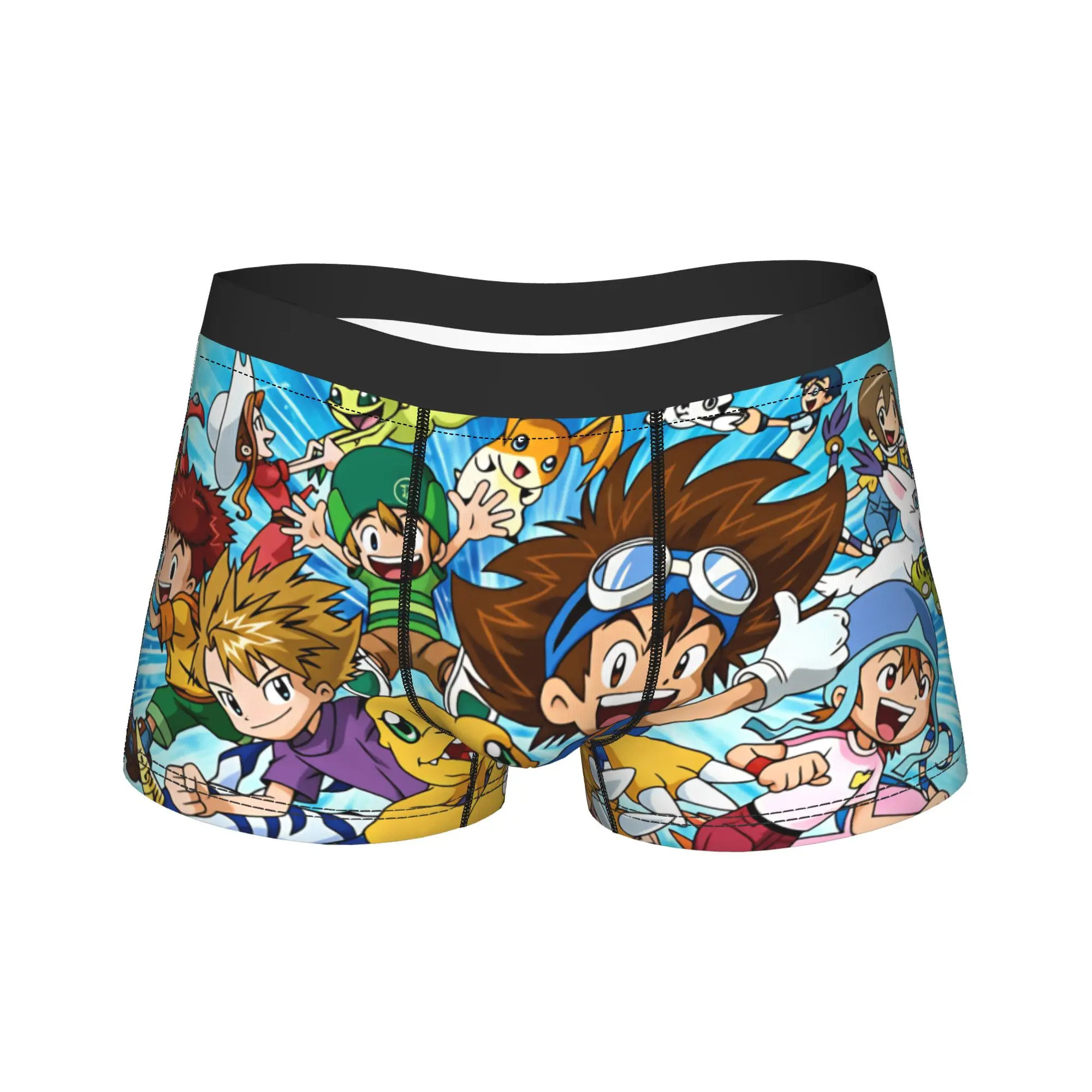 Digimon Adventure 01 Full Team Dynamic Running Group Underwear  Men Boxer Brief Comfortable Boxershorts Trenky Plus Size Panties