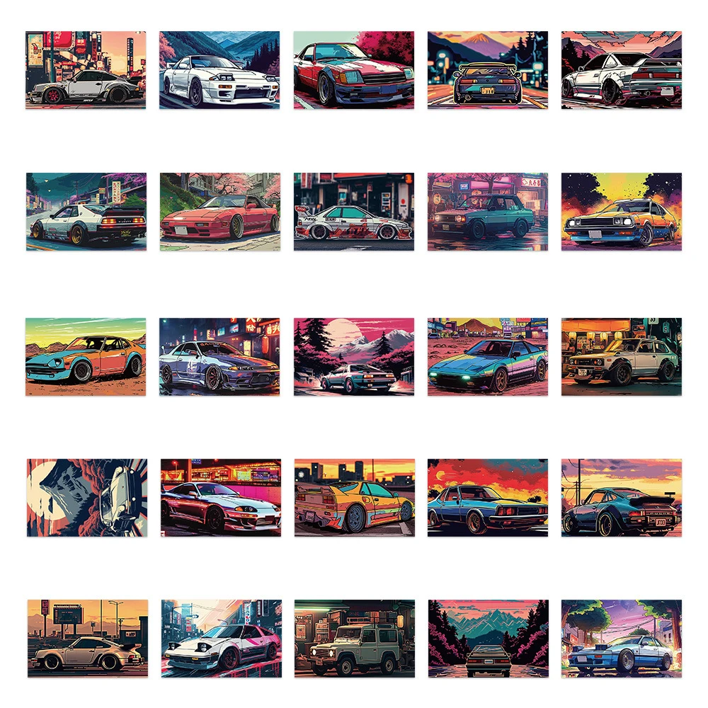 10/30/50pcs Japan Racing Car JDM Stickers Cool Cartoon Decals Suitcase Motorcycle Stationery Anime Waterproof Graffiti Stickers