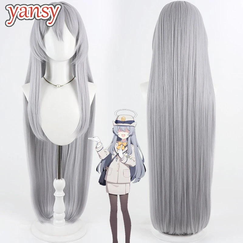 yansywig-synthetic-hair-zako-cosplay-wigs-blue-archive-highlander-railroad-academy-zako-90cm-long-silver-gray-wig-heat-resistant