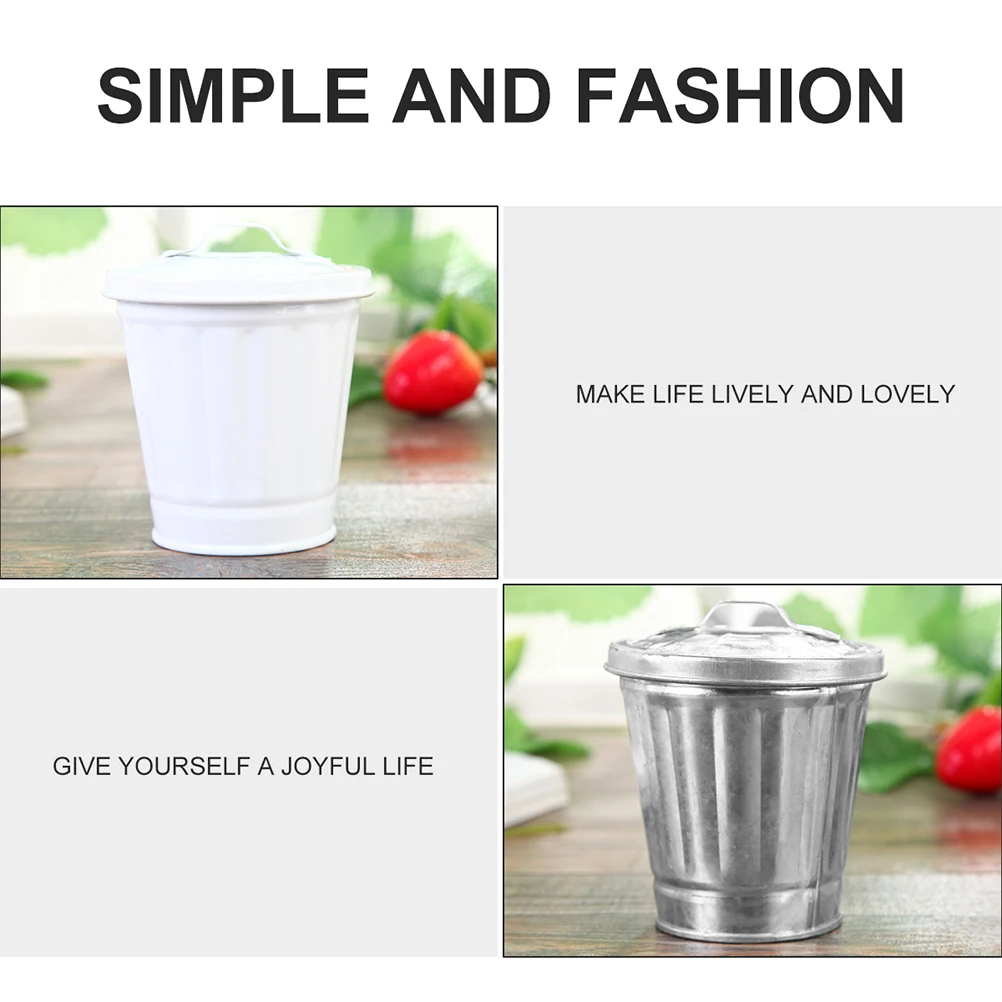

4pcs Lidged Trash Can Decorative Garbage Container Waste Basket Storage Bin for Bedroom Kitchen Office Sturdy Household