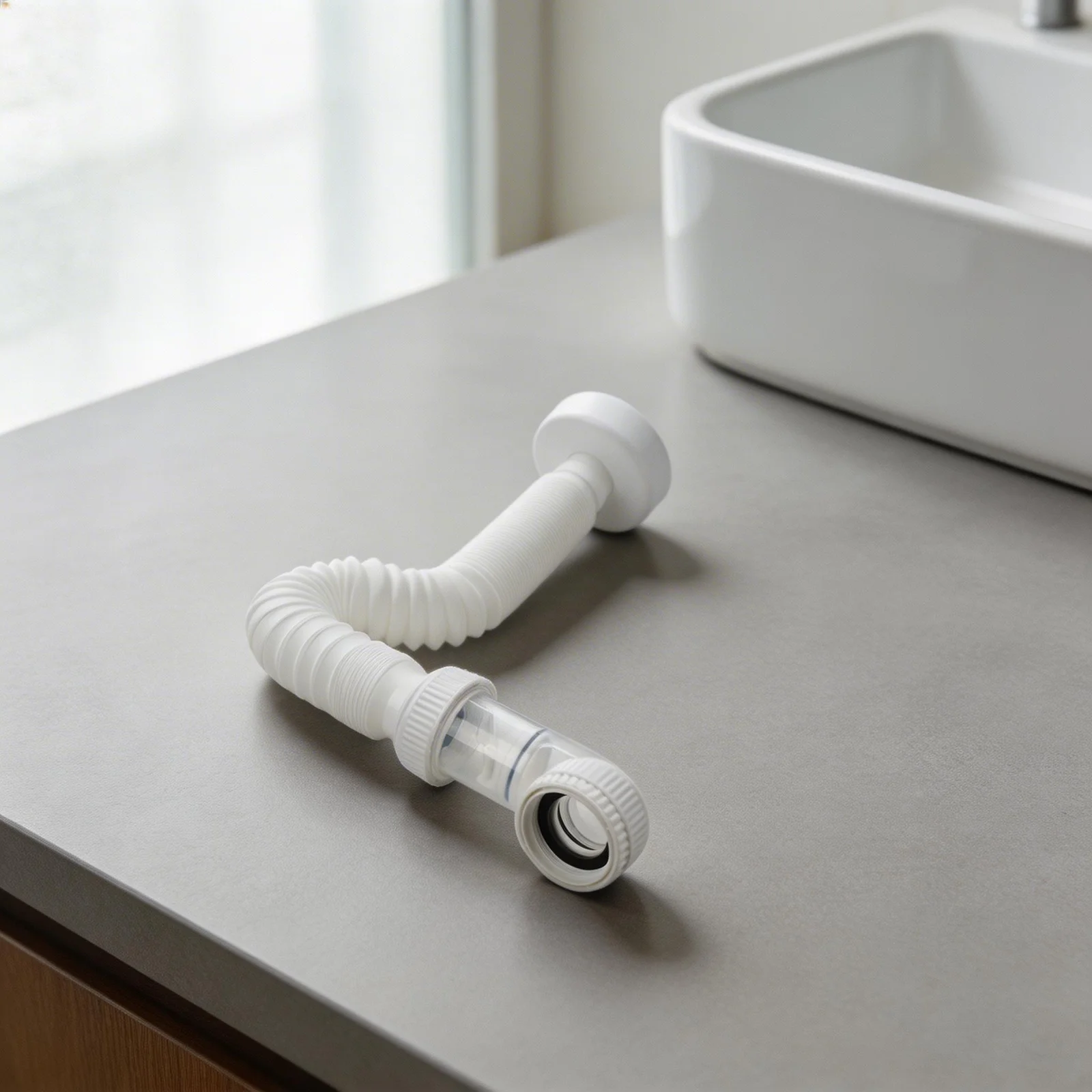 Adjustable Siphon with Flexible Drain Hose for G1-1/4 Waste Water Pipe Compact Design for Small Bathrooms and Kitchens